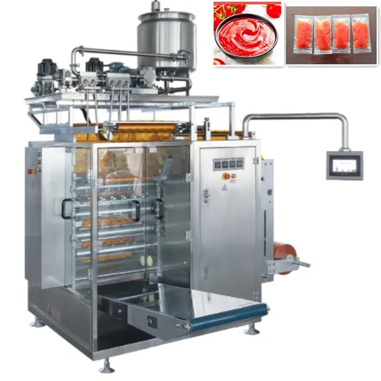 Custom Automatic Three 4 Sides Sachet Salad Tomato Seasoning Spice Peanut Butter Sauce Coconut Cooking 0il Honey Filling Food Sealing Packaging/Packing Machine